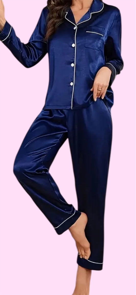 Set Pijama Satén 'Noche de Lujo' (Manga Larga y Pantalón) | Manuelita LO