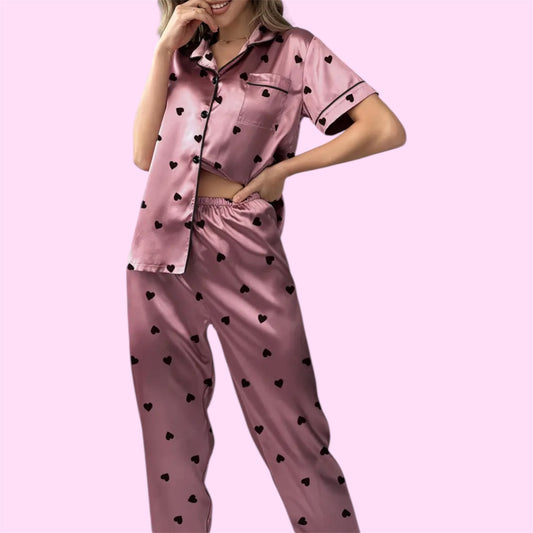 Set Pijama Satén 'Abrazo de Seda' (Manga Corta y Pantalón) | Manuelita LO