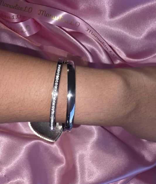 Set de Pulseras 'Luz de Luna' (Dúo Glamour Plateado) | Manuelita LO