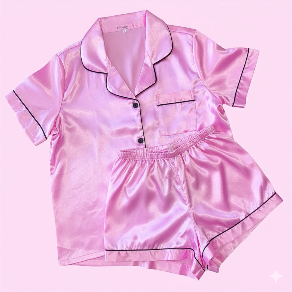 Set Pijama Satén 'Promesa de Noche' (Manga Corta y Short) | Manuelita LO
