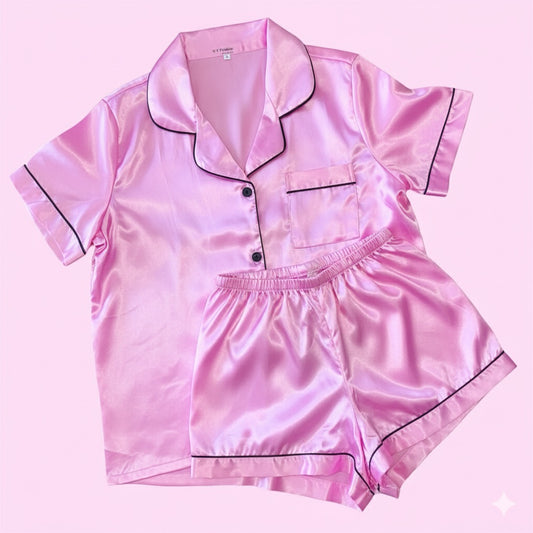 Set Pijama Satén 'Promesa de Noche' (Manga Corta y Short) | Manuelita LO