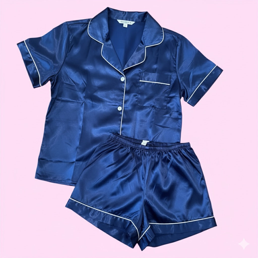 Set Pijama Satén 'Promesa de Noche' (Manga Corta y Short) | Manuelita LO