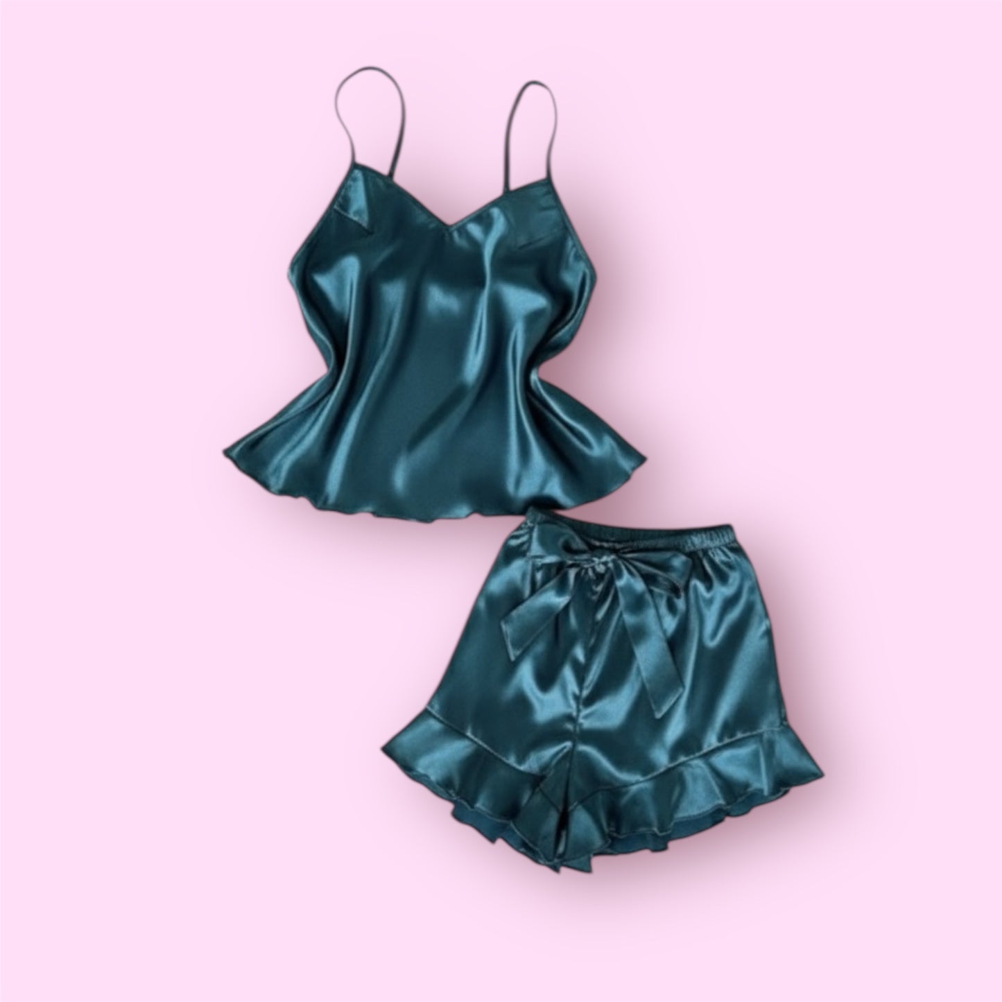 Set Pijama Satén 'Sueño de Seda' (camisa tiros y Short) | Manuelita LO