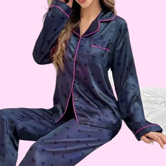 Set Pijama Satén 'Noche de Lujo' (Manga Larga y Pantalón) | Manuelita LO