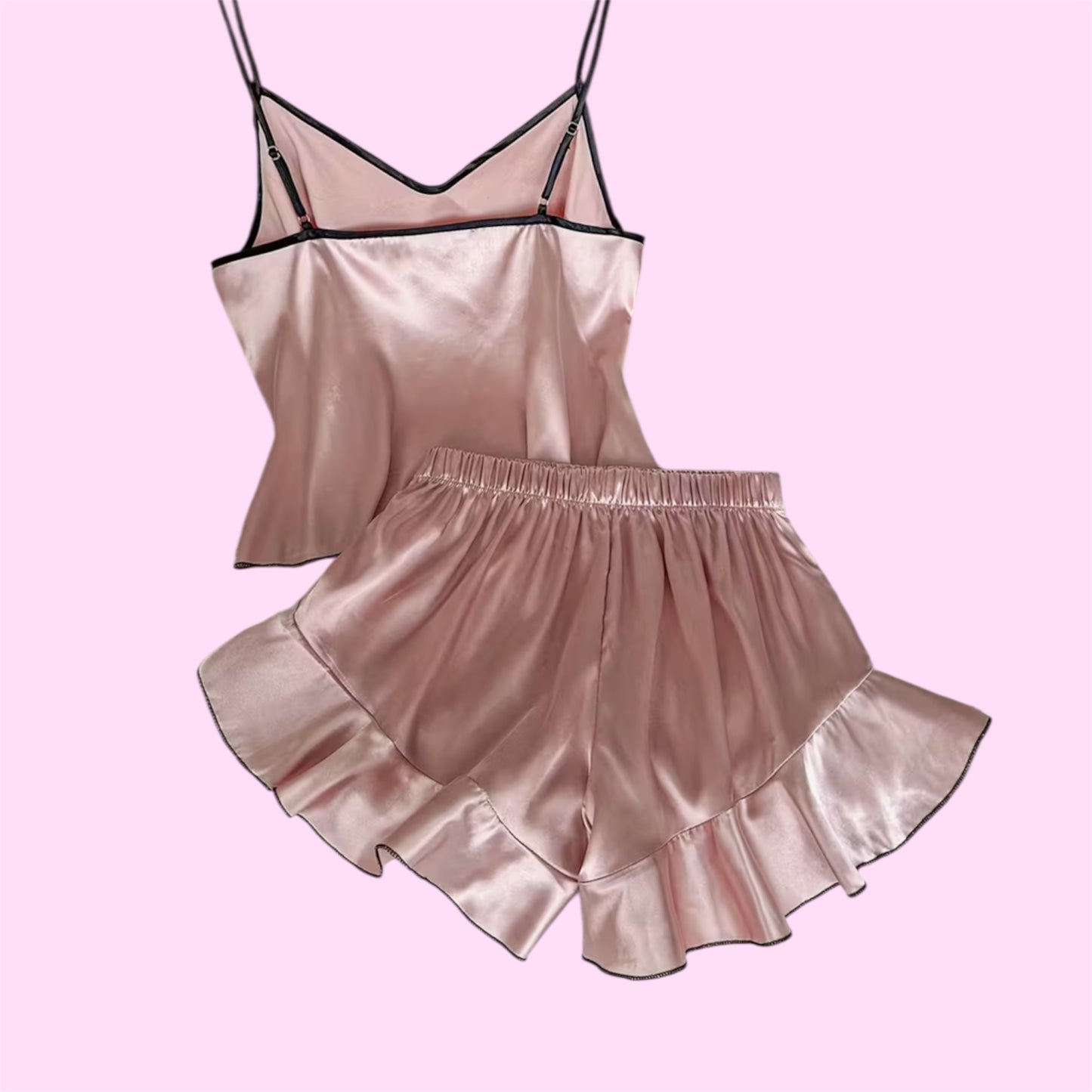 Set Pijama Satén 'Sueño de Seda' (camisa tiros y Short) | Manuelita LO